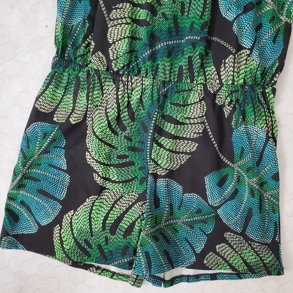 NEW The Children's Place Green Banana Leaf Tropical Asymmetrical Romper